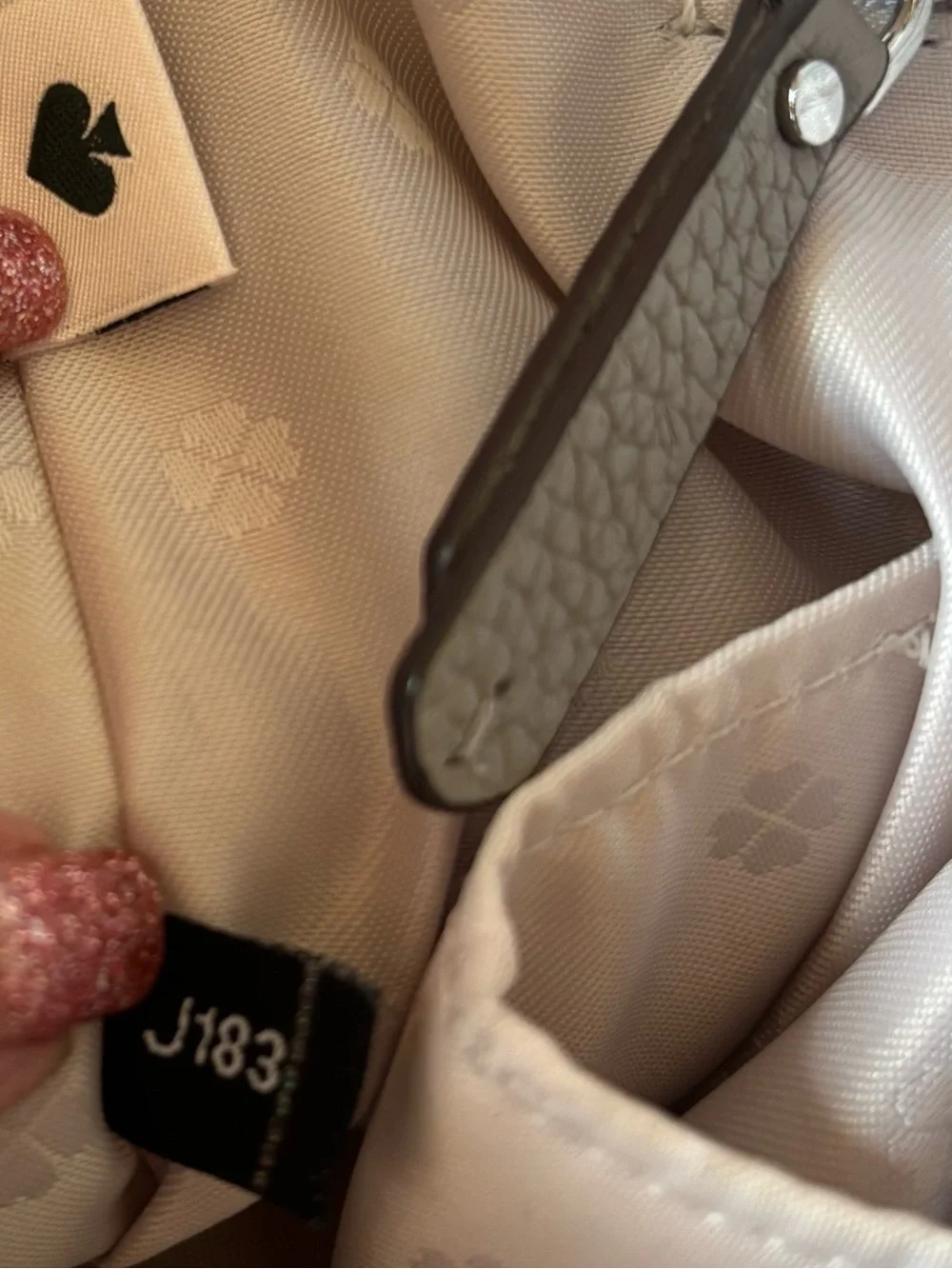 KATE SPADE Polly Women's Pebbled Leather Hobo Bag in Light Gray, EUC